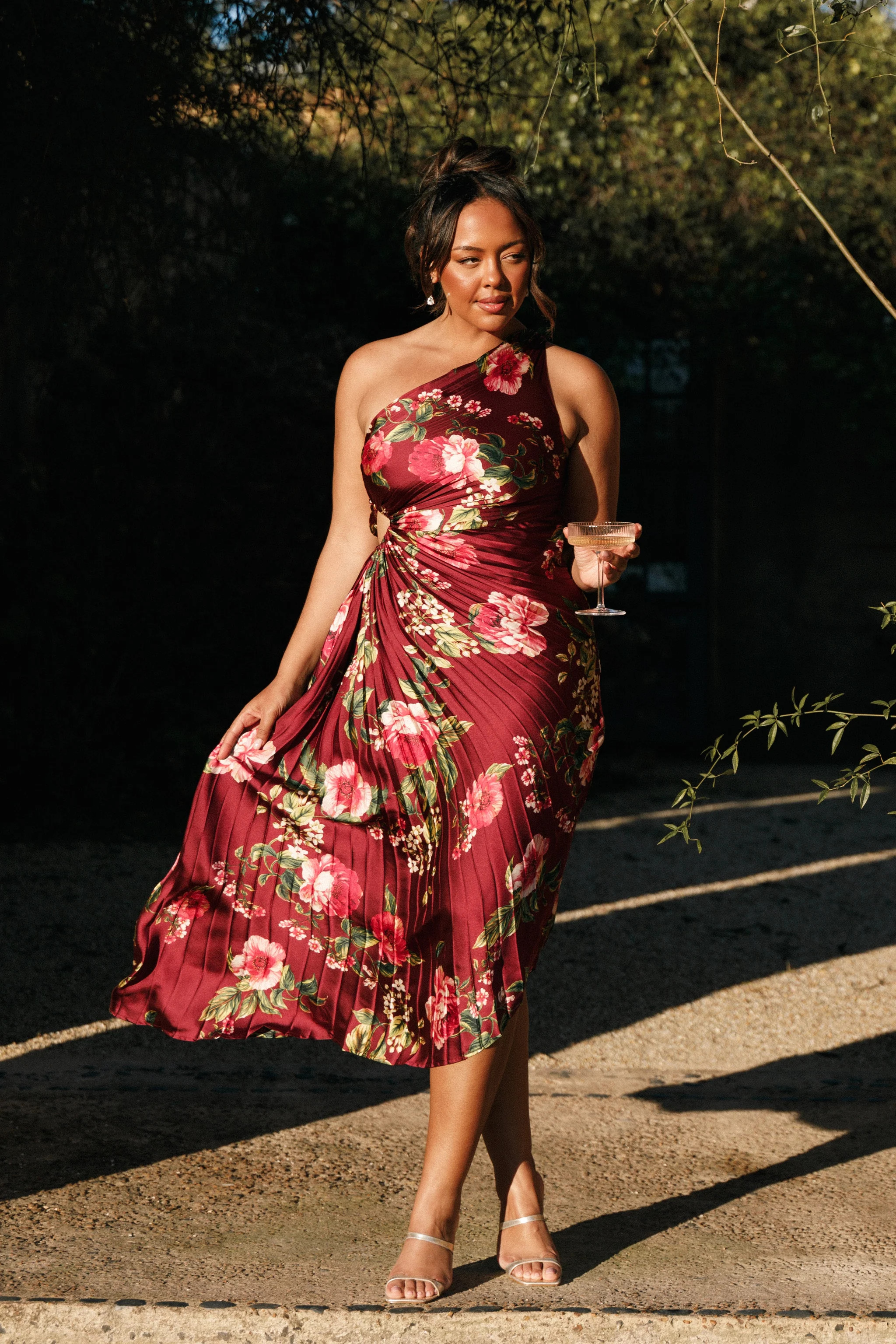 Kleo One Shoulder Maxi Dress - Burgundy Floral | Petal & Pup (US)