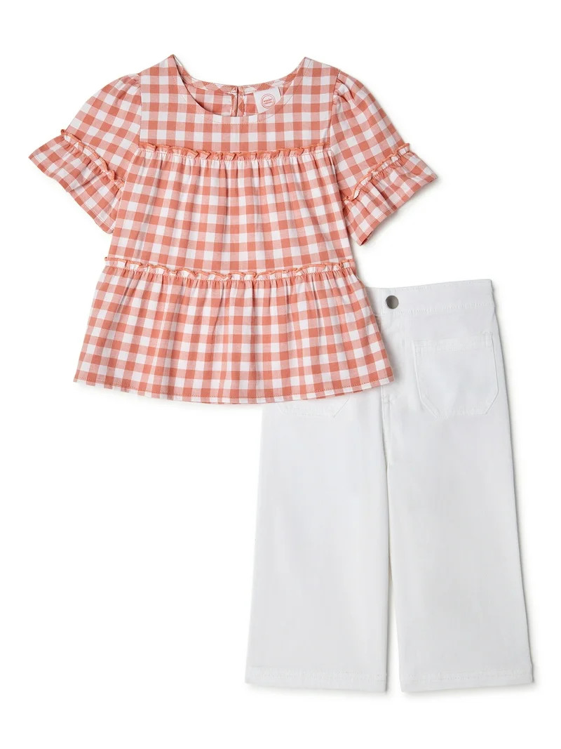 Wonder Nation Baby and Toddler Girls’ Pants Set, 2-Piece Set, Sizes 12M-5T | Walmart (US)