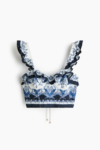 H & M - Cotton poplin bustier top - Blue | H&M (US + CA)