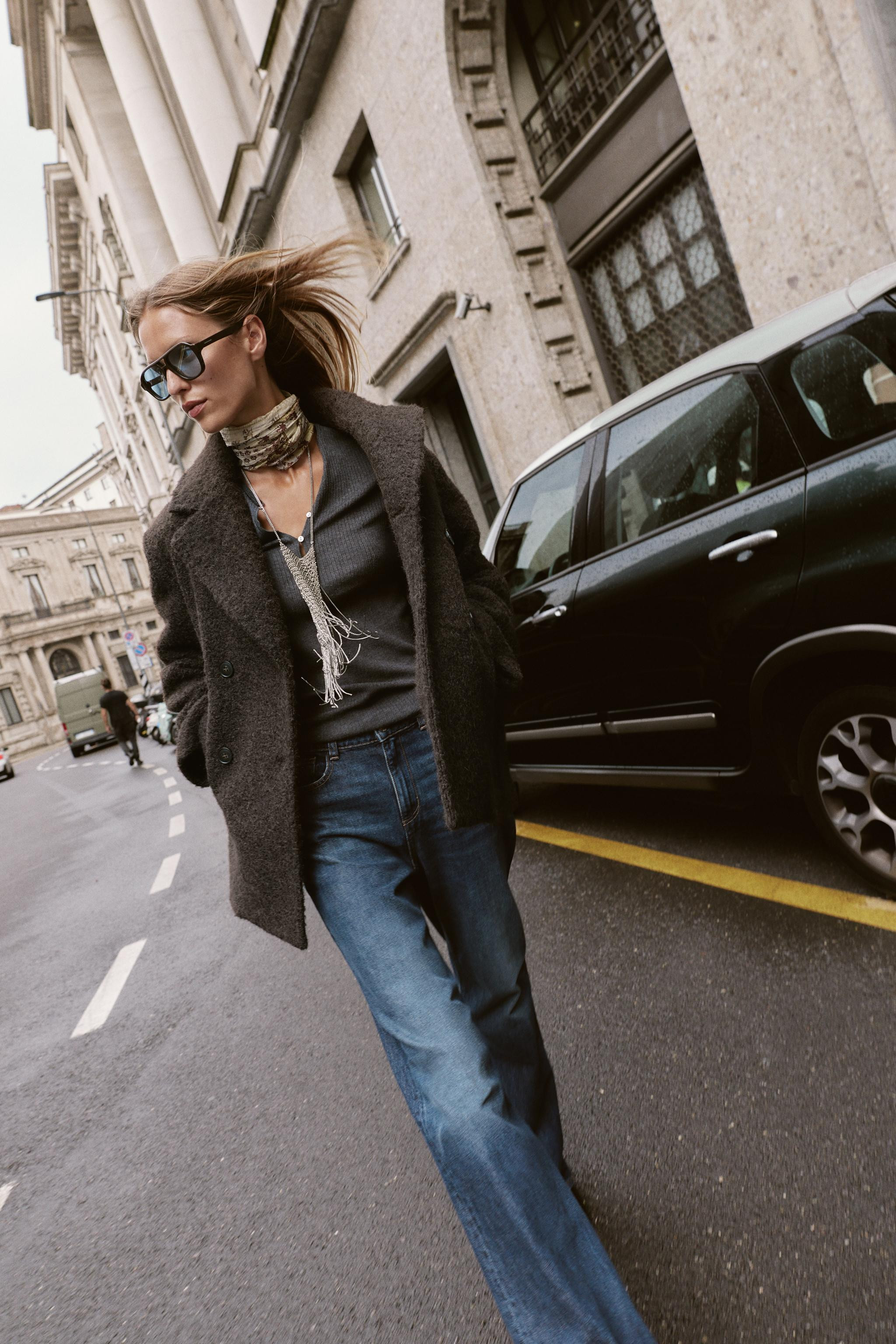 BOUCLÉ DOUBLE-BREASTED MID-LENGTH COAT | Zara UK