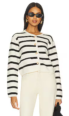 Line & Dot Benni Stripe Cardigan in Cream & Black from Revolve.com | Revolve Clothing (Global)