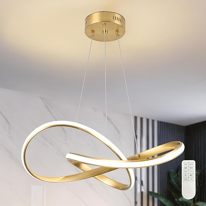 20" Gold Modern led Chandelier for Living Room,Irregular Ring Modern Pendant Lights Kitchen Islan... | Amazon (US)
