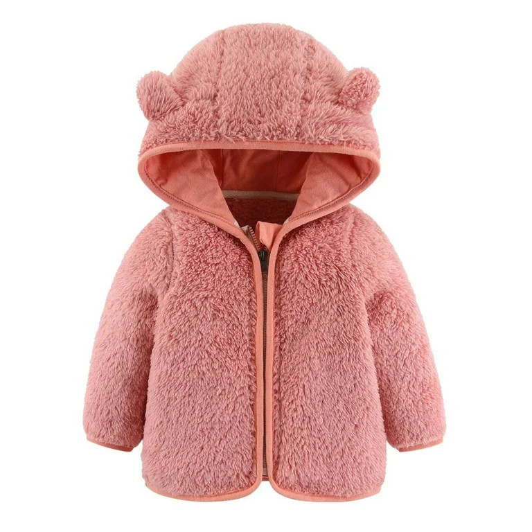 skpabo Toddler Girls Boys Cute Fleece Jacket Bear Ear Hoodie Sweater Zip Up Teddy Fuzzy Warm Coat... | Walmart (US)