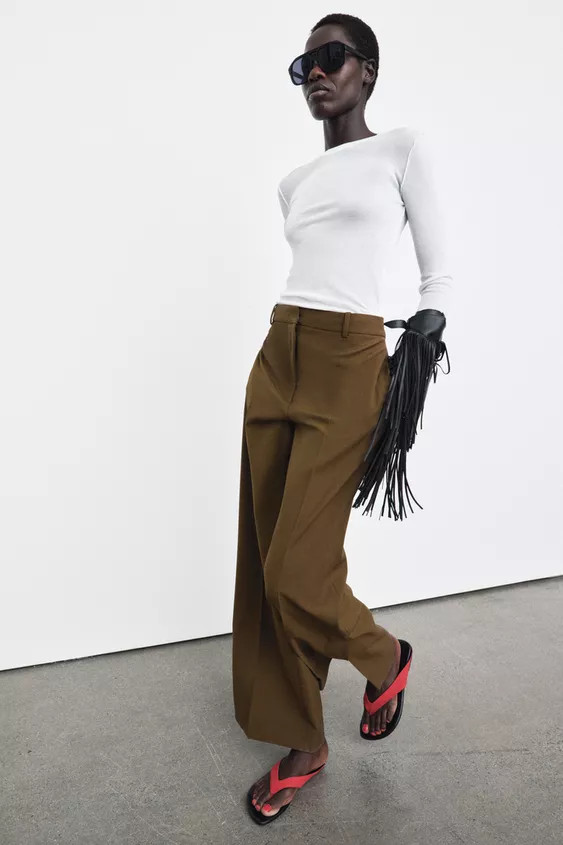 SATIN EFFECT LACE PANTS WITH VENTS | Zara US