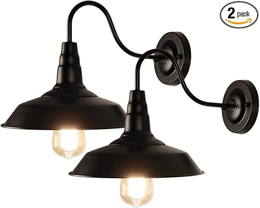 LynPon 2 Pack Black Gooseneck Barn Light Fixture Industrial Vintage Wall Sconce for Warehouse Mod... | Amazon (US)