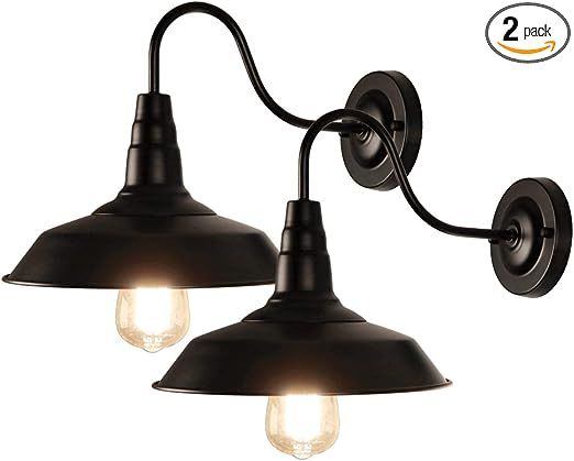 LynPon 2 Pack Black Gooseneck Barn Light Fixture Industrial Vintage Wall Sconce for Warehouse Mod... | Amazon (US)