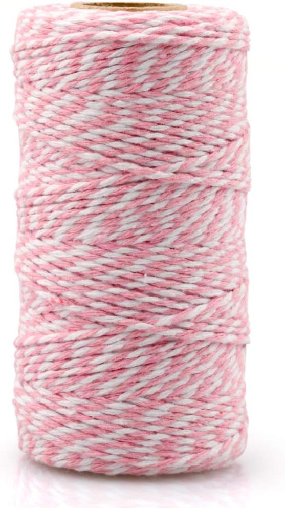 Pink and White Twine,100M/328 Feet Cotton Bakers Twine,Christmas String,Heavy Duty Packing String... | Amazon (US)
