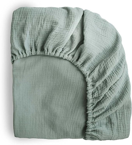 Click for more info about mushie Extra Soft Muslin Fitted Crib Sheet | 28"x 52" (Roman Green)