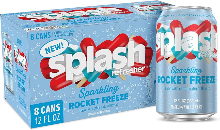 SPLASH REFRESHER Sparkling Water, Rocket Freeze - 8-Pack, 12 Fl Oz Cans - Flavored Carbonated Sel... | Amazon (US)
