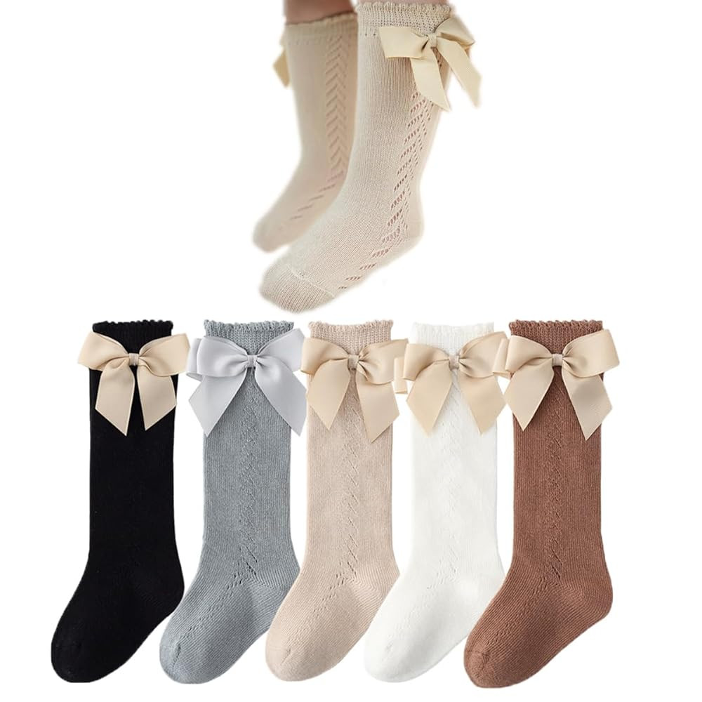 Colorful Childhood Baby Girls Knee High Socks Toddlers Tube Ruffled Bow Stockings Infant Newborn ... | Amazon (US)