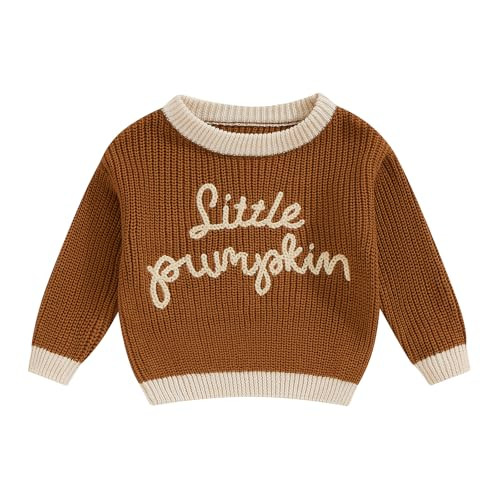 Toddler Baby Boy Girl Halloween Outfit Infant Pumpkin Embroidery Knit Sweaters Sweatshirt Tops Fa... | Amazon (US)
