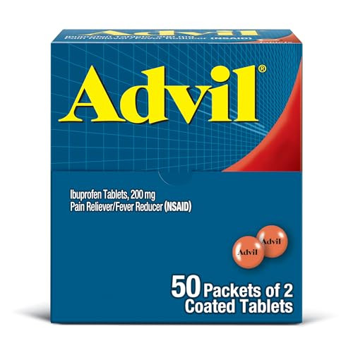 Advil Pain Reliever and Fever Reducer, Pain Relief Medicine with Ibuprofen 200mg for Headache, Backache, Menstrual Pain and Joint Pain Relief - 50x2 Coated Tablets | Amazon (US)