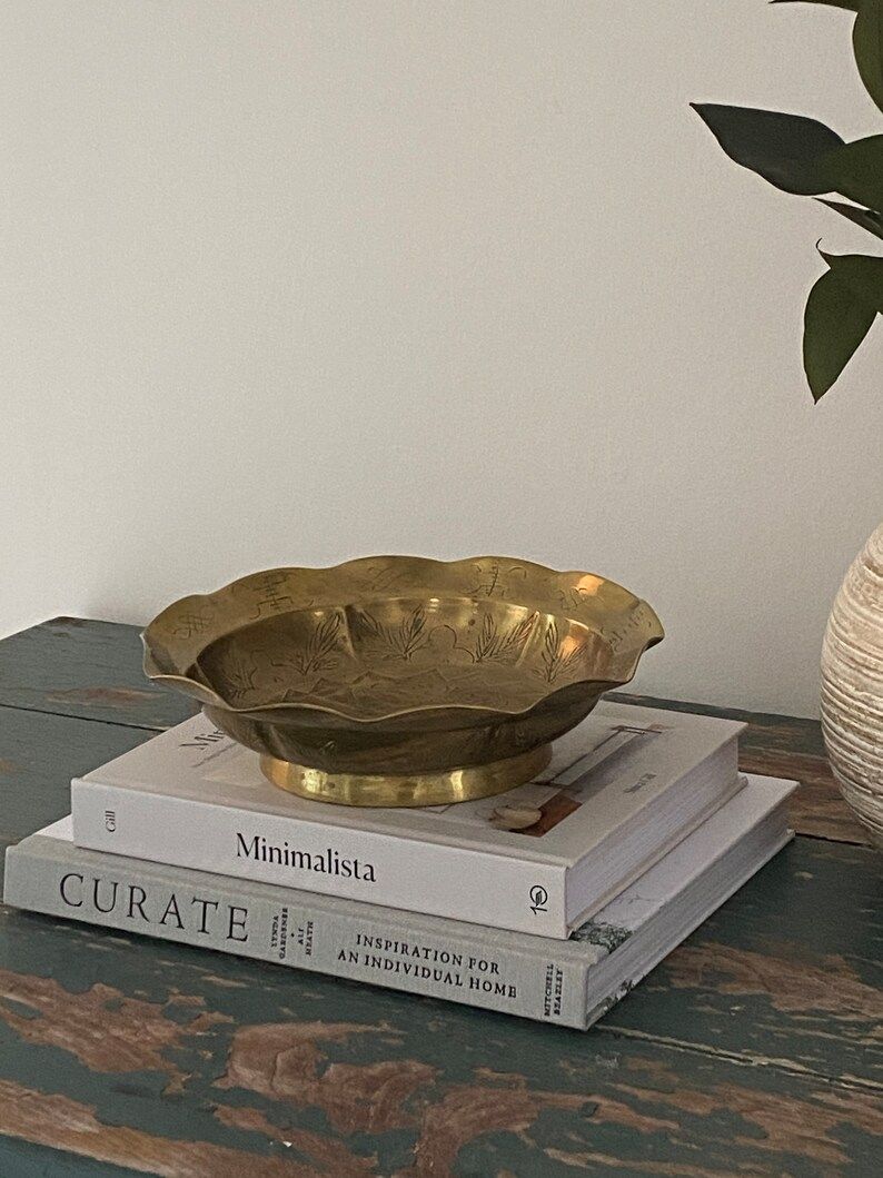 Vintage Scalloped Brass Bowl - Etsy | Etsy (US)