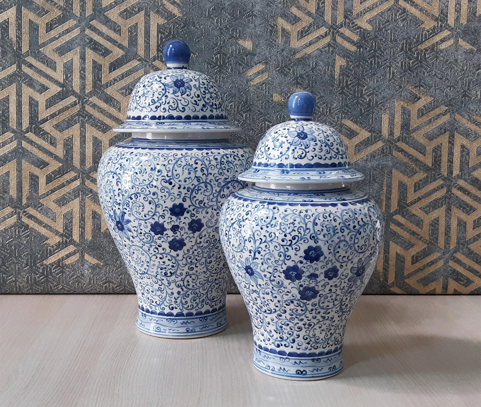 Handmade Ceramic Ginger Jar Set: Turkish Chinoiserie Decor | Etsy (Global)