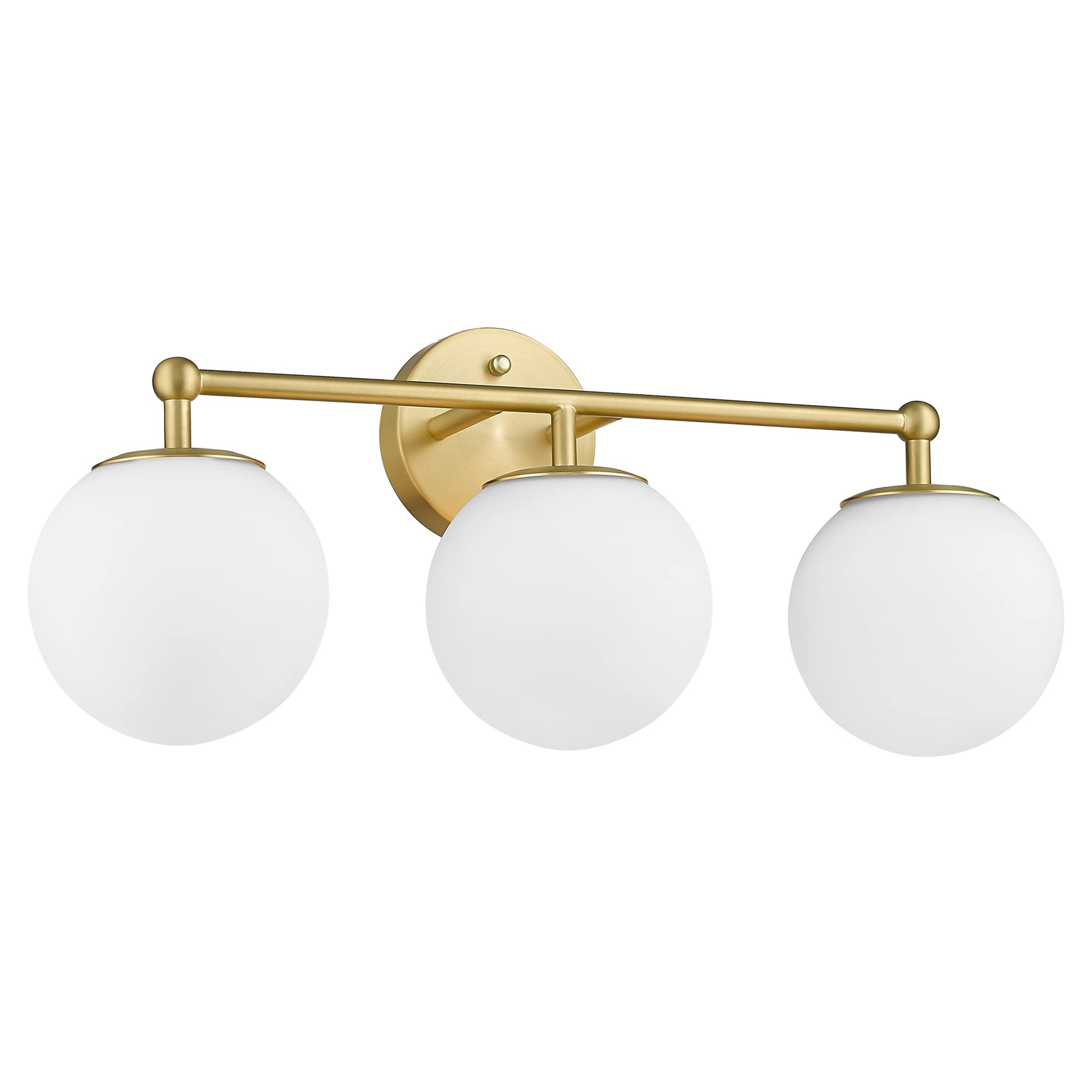Gold Vanity Light for Bathroom, Modern Bathroom Light Fixtures Over Mirror 3-Light with Milky Gla... | Amazon (US)