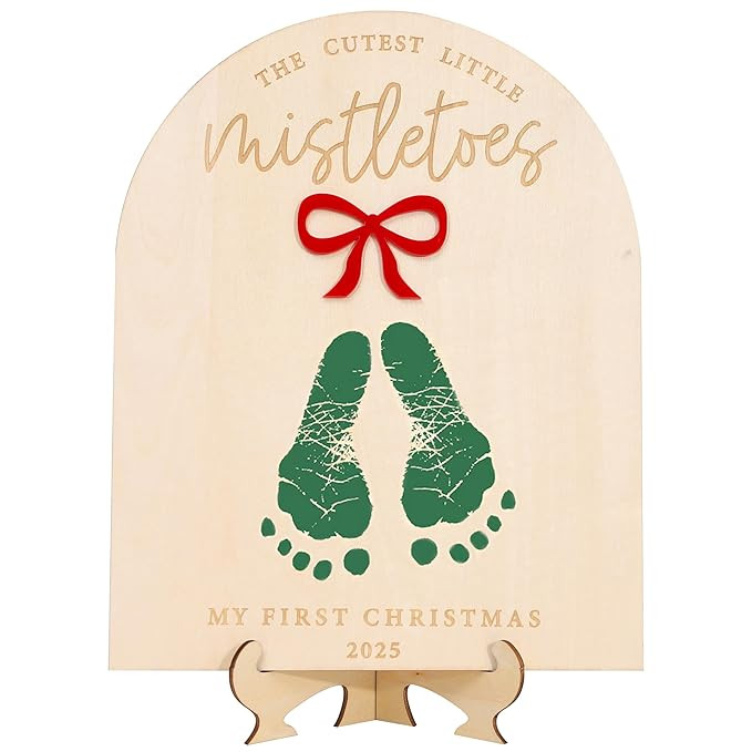 2025 DIY Christmas Footprint or Handprint Art Sign, Baby's First Christmas Footprint Keepsake, Ch... | Amazon (US)