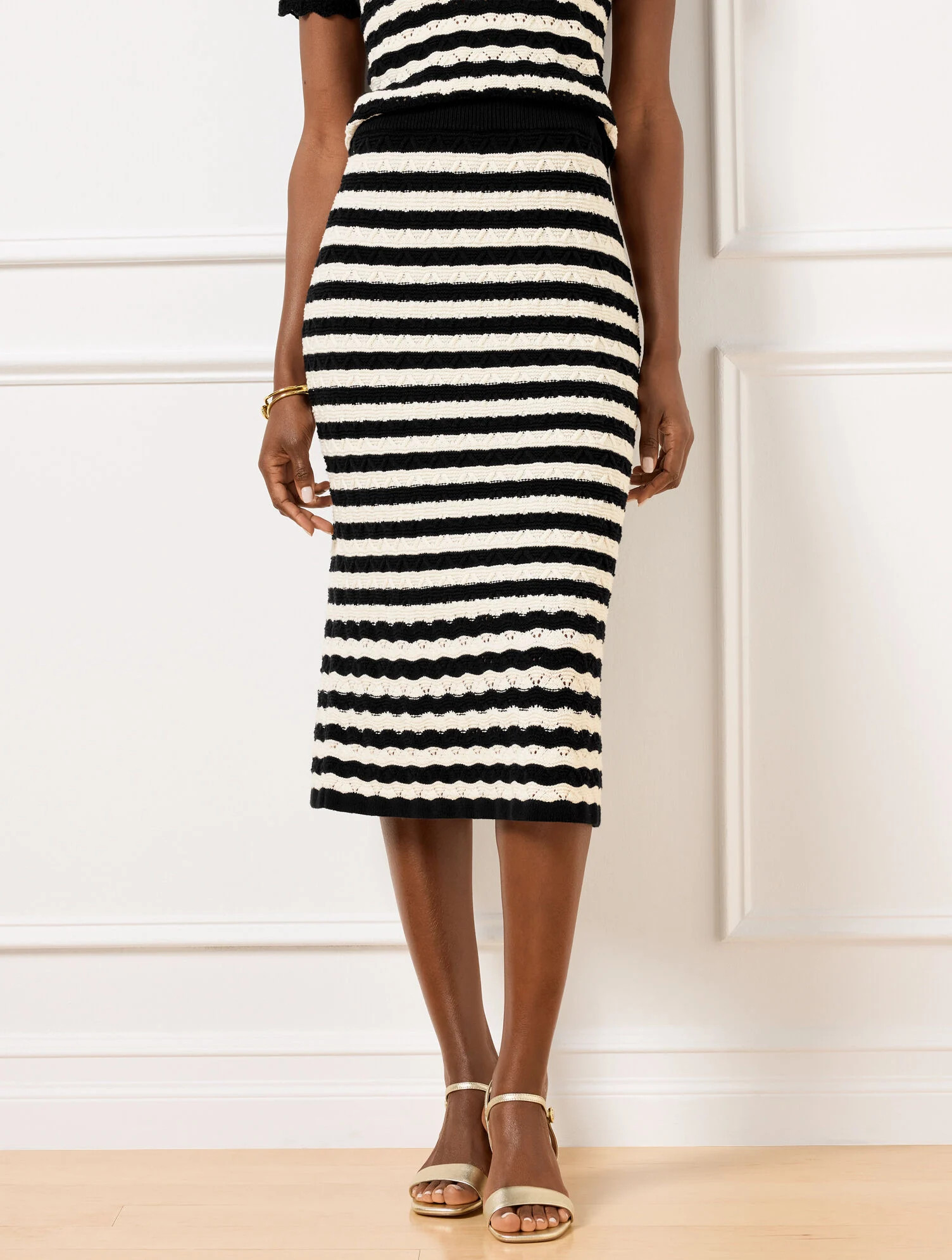 Pointelle Stripe Sweater Skirt | Talbots