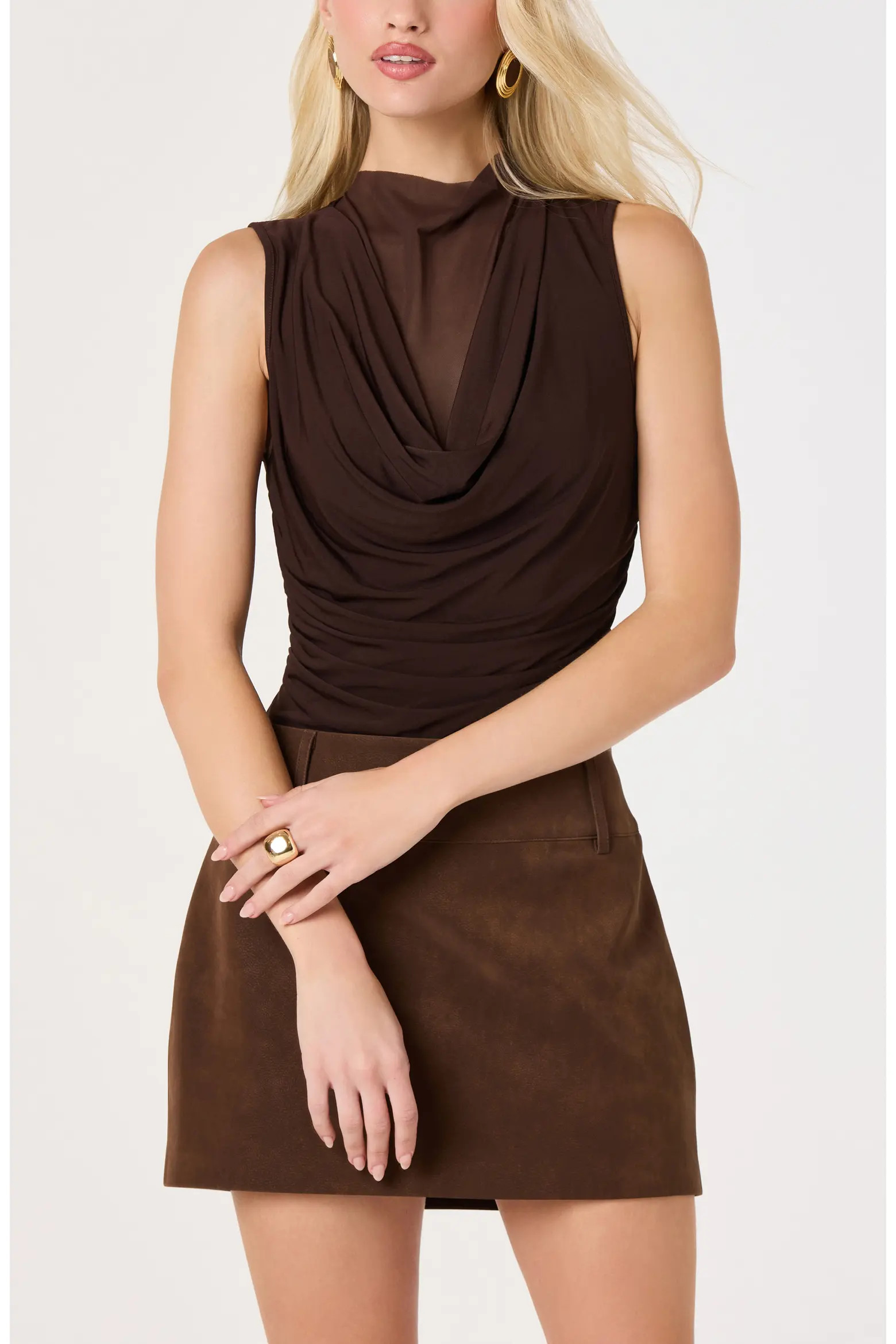 ASTR the Label Shaina Cowl Neck Mesh Inset Top (Women) | Nordstrom | Nordstrom