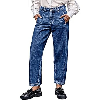 Flamingals Straight Leg Crop Jeans for Women Wash Raw Hem Mid Waist Jeans | Amazon (US)