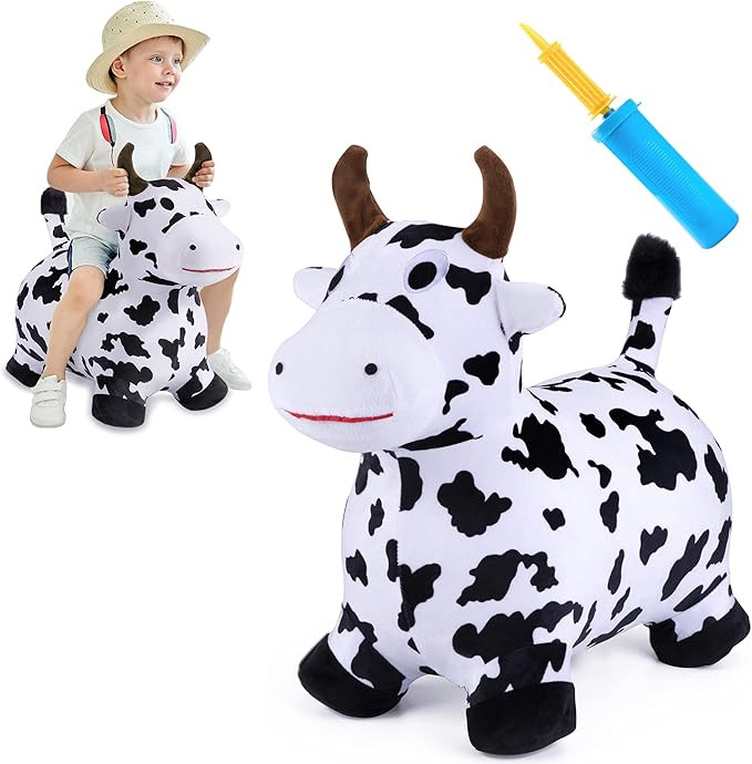 iPlay, iLearn Bouncy Pals Cow Hopping Horse, Outdoor Ride on Bouncy Animal Play Toys, Inflatable ... | Amazon (US)