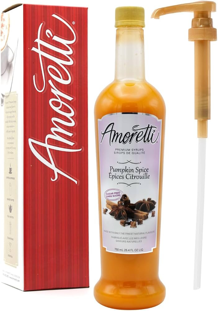 Amoretti - Sugar Free Pumpkin Spice Syrup, 94 Servings Per Bottle (750 ml), with Pump for Flavori... | Amazon (US)