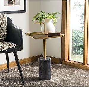 Safavieh Home Artemis Brass Handle and Black Marble Side Table | Amazon (US)