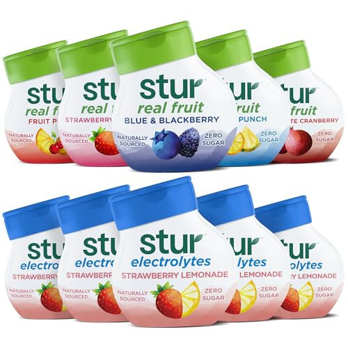 Stur Liquid Water Enhancer | Classic Variety Pack + Electrolyte Bundle | Naturally Sweetened | High in Vitamin C & Antioxidants | Sugar Free | Zero Calories | Keto | Vegan | 10 Bottles, Makes 240 Drin | Amazon (US)