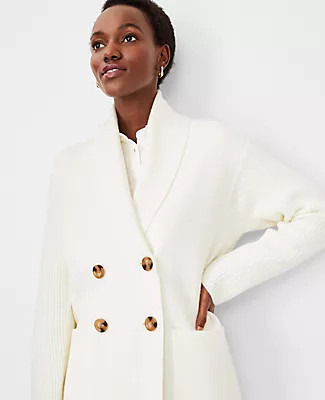 Ann Taylor Petite Shawl Collar Double Breasted Sweater Jacket | Ann Taylor (US)