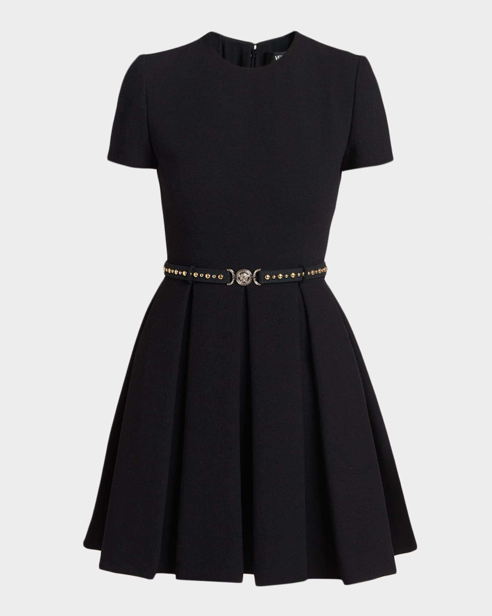 Belted Short-Sleeve Mini Dress | Neiman Marcus