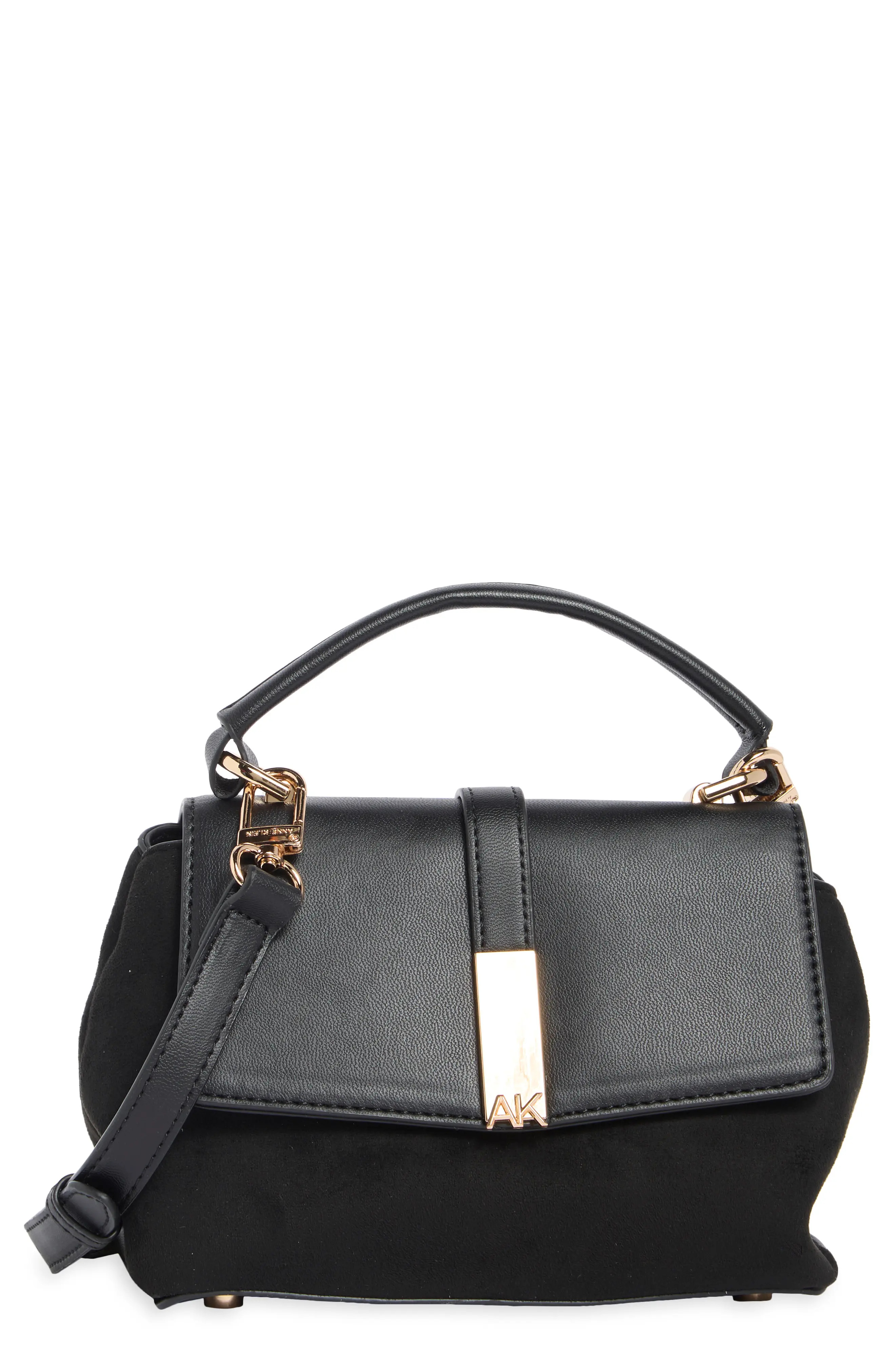 Anne Klein Small Faux Leather Top Handle Bag in Black/Black at Nordstrom Rack | Nordstrom Rack