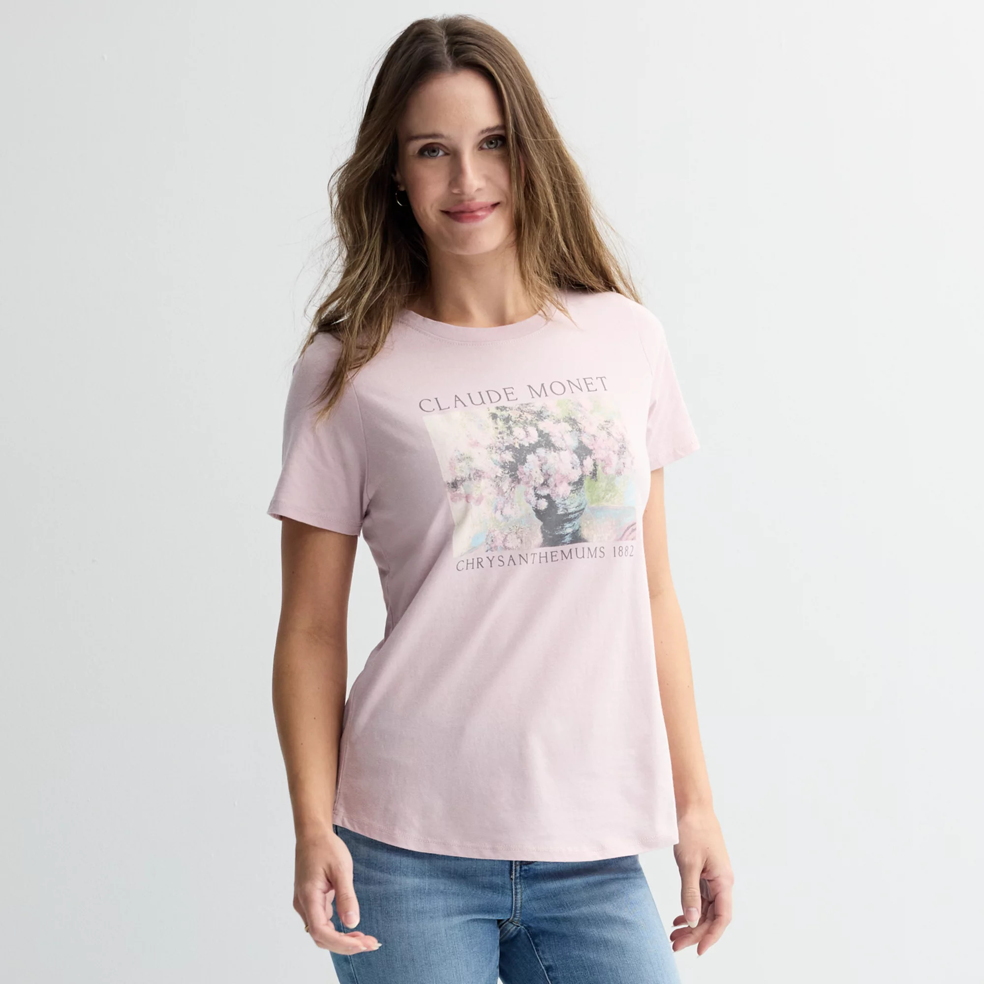 Women's Claude Monet Chrysanthemums 1882 Portrait Graphic Tee | Kohl's