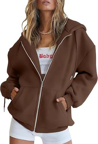 Trendy Queen Womens Zip Up Hoodies Oversized Sweatshirts Fall School Fashion Outfits Casual Jacke... | Amazon (US)