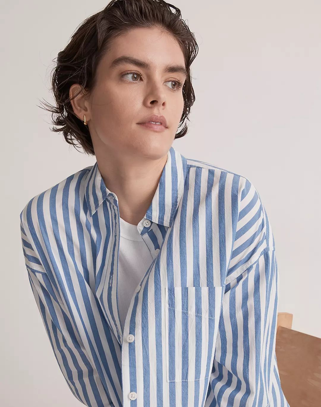 The Signature Poplin Oversized Shirt in Springy Stripe | Madewell