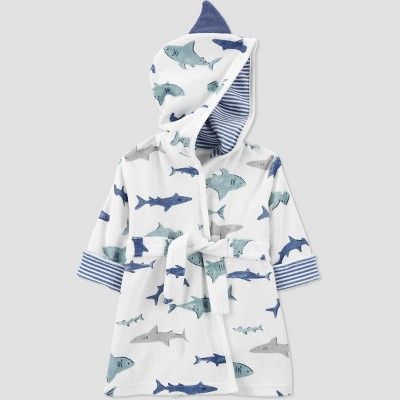 Baby Boys' Shark Bath Robe - Just One You® made by carter's White/Blue | Target