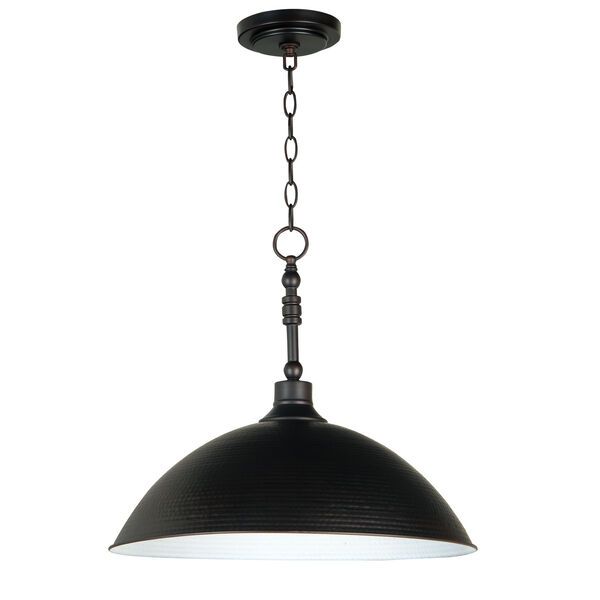 Timarron Aged Bronze One-Light Pendant with Hammered Metal Shade | Bellacor