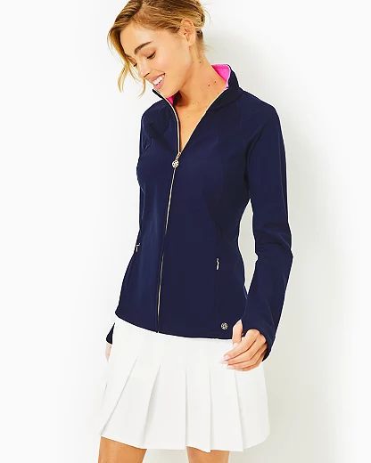 Women's UPF 50+ Luxletic Tennison Full-Zip Jacket in Navy Blue Size Large - Lilly Pulitzer | Lilly Pulitzer