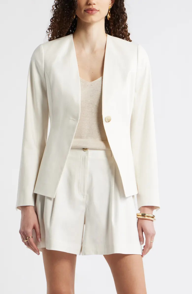 Nordstrom Linen Blend One-Button Blazer | Nordstrom | Nordstrom