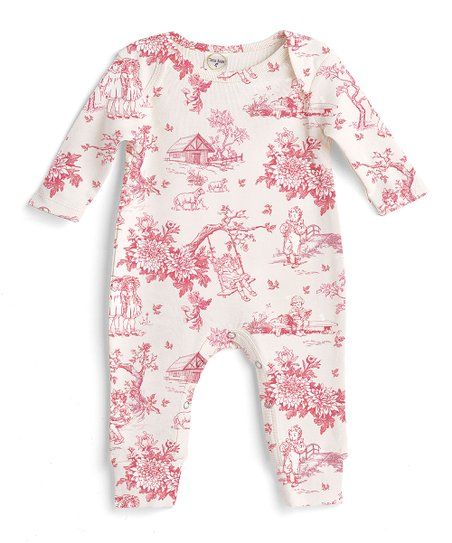 White & Pink Floral Toile De Rose Playsuit - Newborn & Infant | Zulily