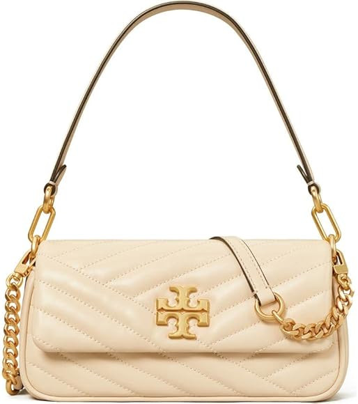 Tory Burch Women's Kira Chevron Shoulder Bag New Cream Leather Handbag | Amazon (CA)
