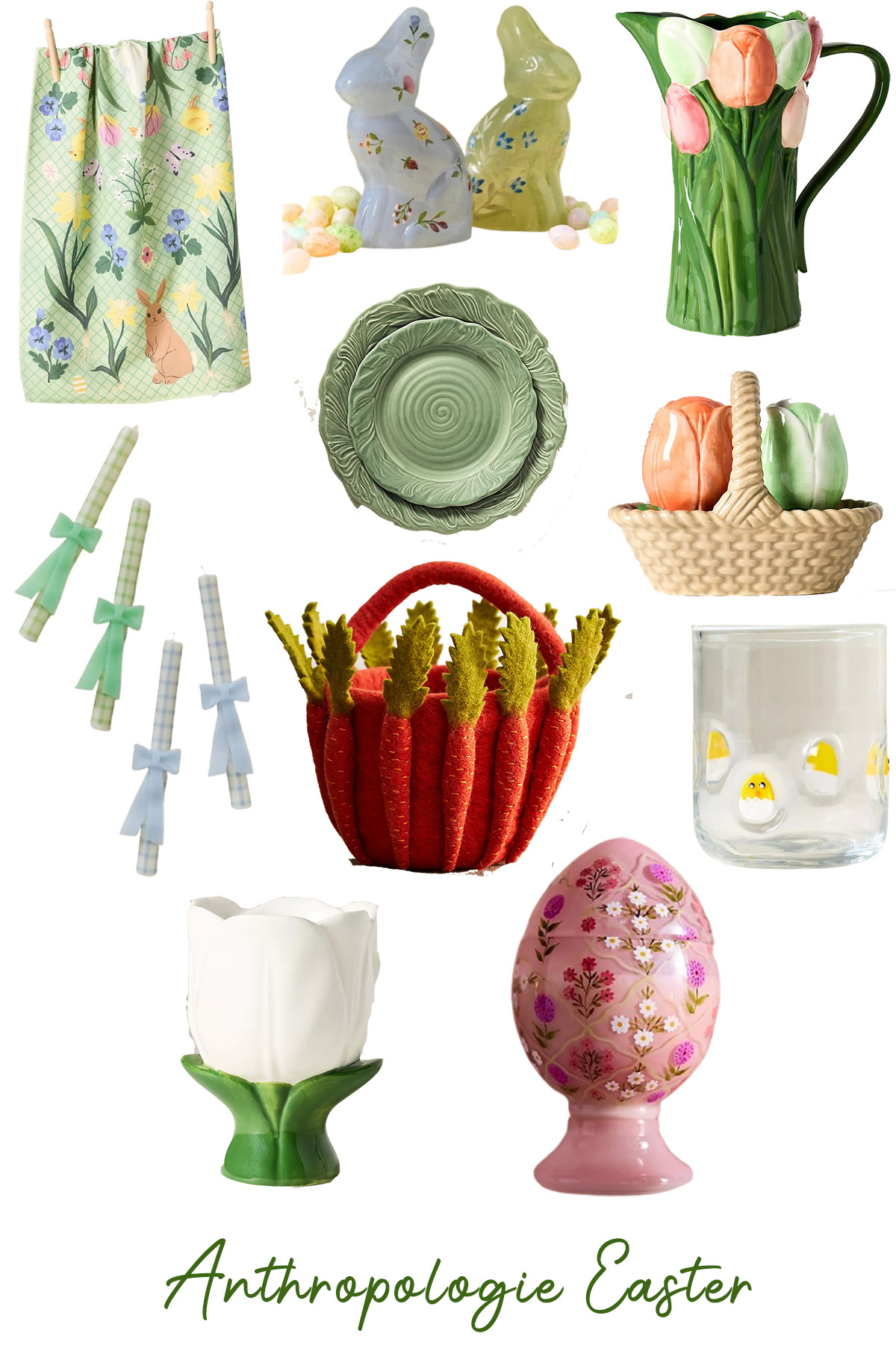 Anthropologie’s Easter decor embraces a more artistic, heirloom-inspired aesthetic with hand-painted details, sculptural ceramics, and rich spring colors. Floral pitchers, textured plates, and decorative eggs feel collected and unique, leaning into a vintage garden party vibe. The palette is still spring-forward with colors like soft greens, warm corals, gentle blues, and creamy whites. Playful elements like carrot baskets and bunny figurines add charm, while the intricate patterns and handcrafted feel elevate the overall look.
 

 #LTKSeasonal #LTKHome