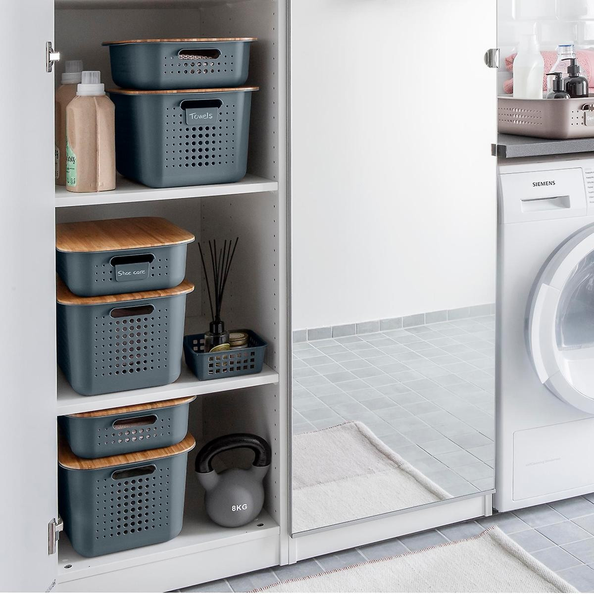 Charcoal Nordic Storage Baskets with Handles | The Container Store