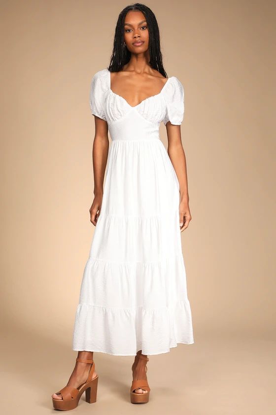 La Vita Bella White Puff Sleeve Maxi Dress | Lulus (US)