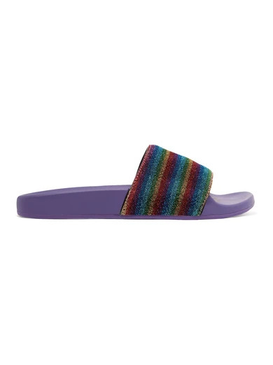 Cooper striped textured-lamé slides | NET-A-PORTER (UK & EU)