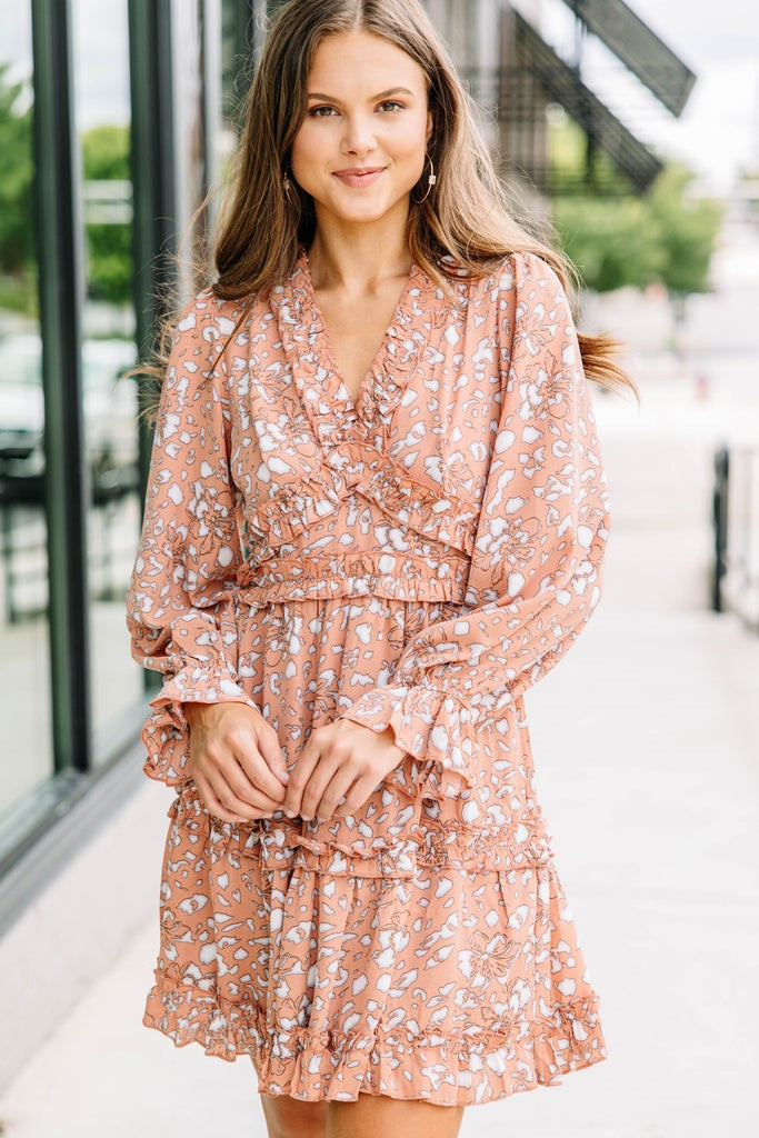 Give You Joy Clay Orange Printed Dress | The Mint Julep Boutique