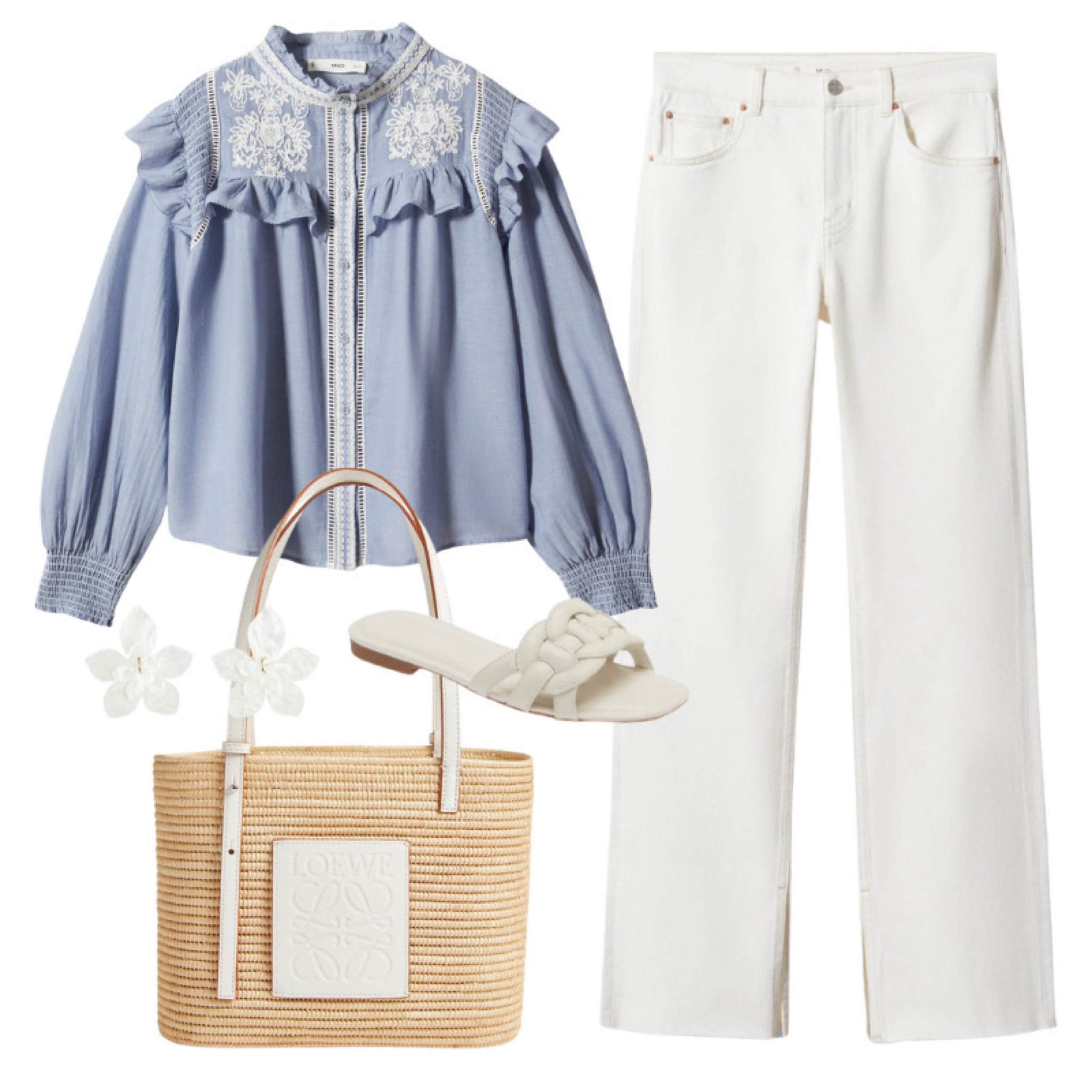 Casual Friday 🤍 The shirt, earrings, jeans, and sandals are all under $100!

#LTKSeasonal #LTKunder100