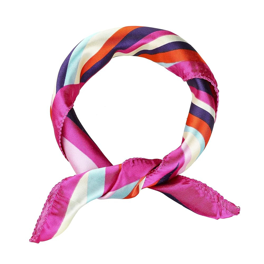 Allegra K Flower Print Stripe Square Neck Scarves Geometry Scarf Kerchief Neckerchief for Women | Amazon (US)