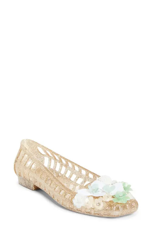 HEAVENLY JELLY Fleck Jelly Ballet Flat in Gold at Nordstrom, Size 6.5Us | Nordstrom