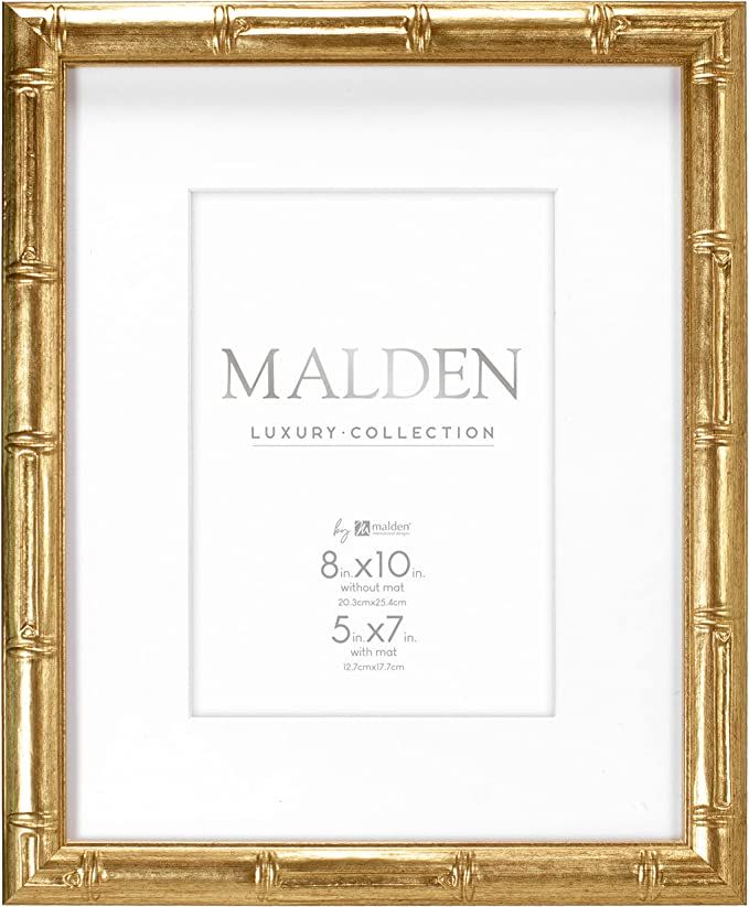 Malden International Designs 5x7 Matted Gold Bamboo PS Moulding Picture Frame Antique Gold Finish... | Amazon (US)