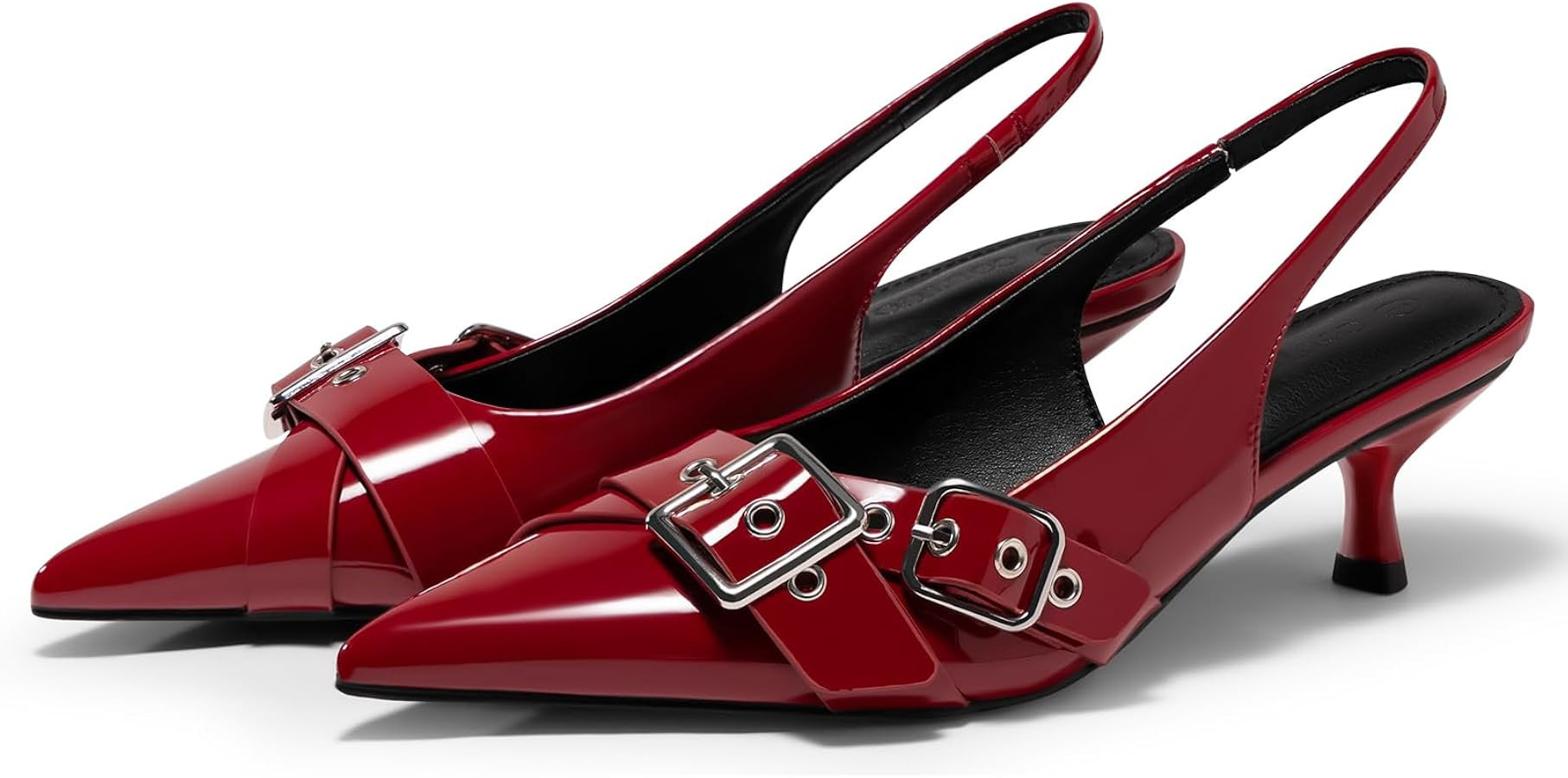 Coutgo Womens Slingback Kitten Heels Closed Pointed Toe Pumps Studded Buckle Strap Party Dress Sh... | Amazon (US)