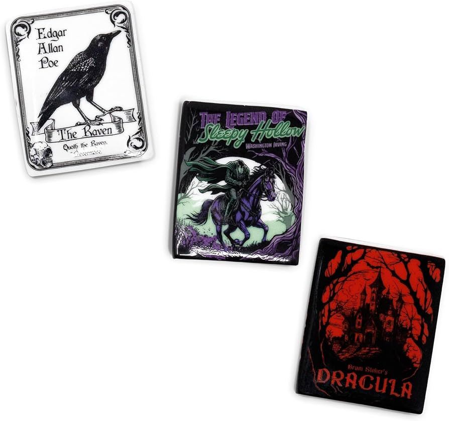 Steel Mill & Co. Ceramic Book Magnet Set of 3, Gothic Titles | Amazon (US)